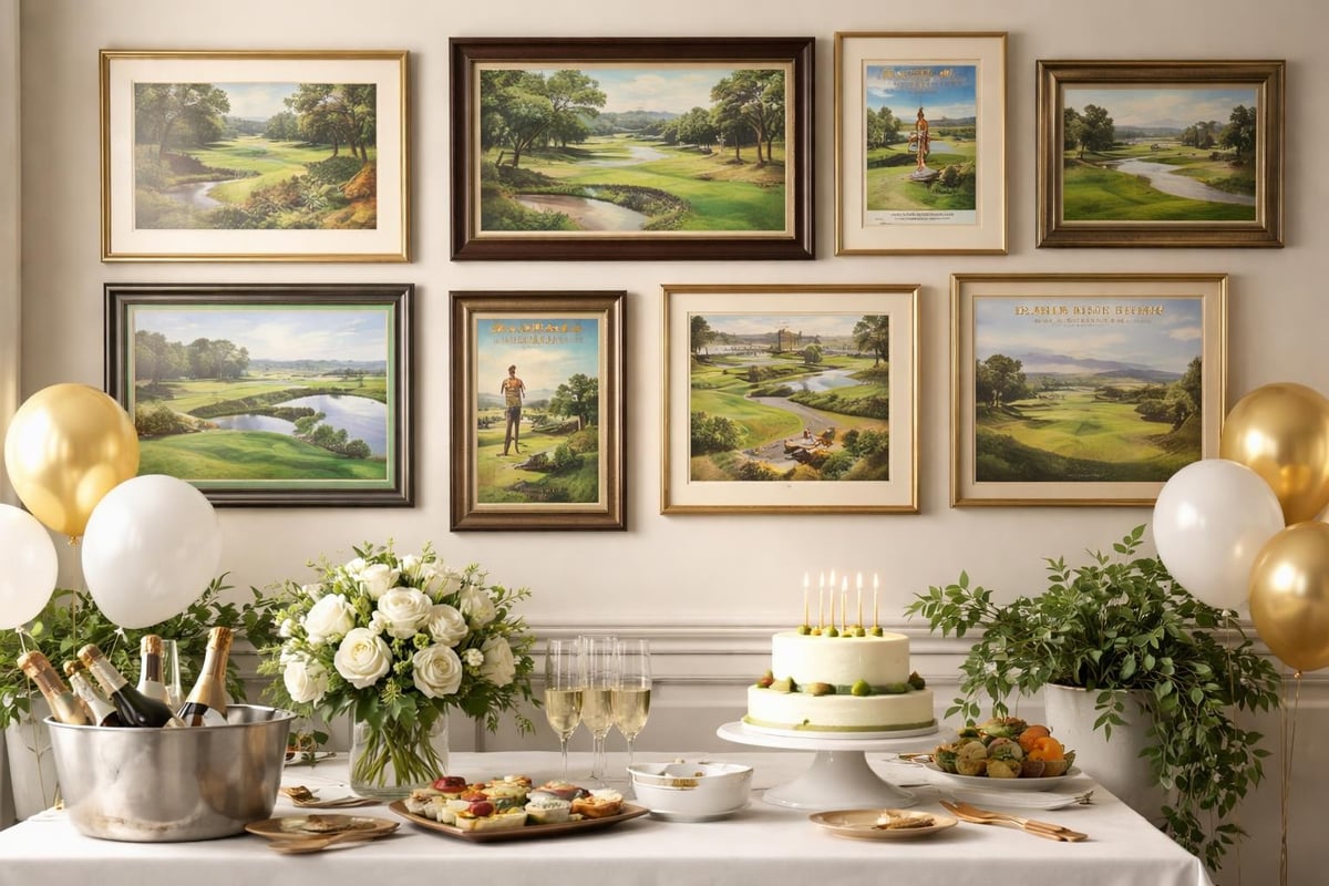 Golf art display at party