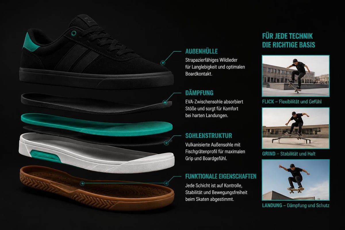 Materialschichten adidas Skateschuhe