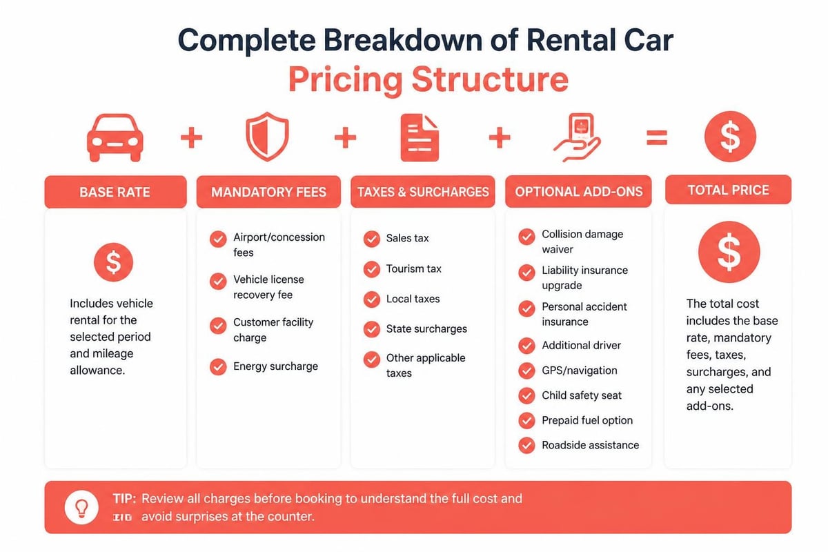 Rental car cost components