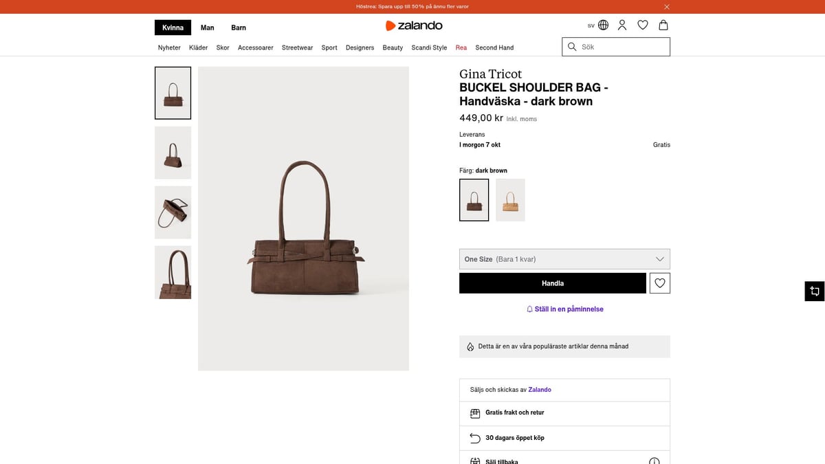 9 Snygga Dam Väskor 2025: Trendiga Val För Alla Stilar - Gina Tricot BUCKEL SHOULDER BAG – Dark Brown