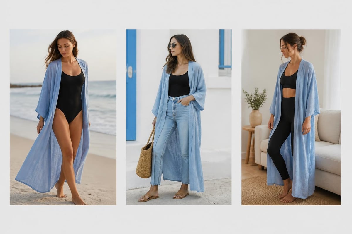 Styling-Möglichkeiten für lange Kimonos