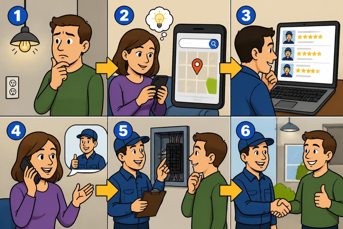Customer search journey for electrical services