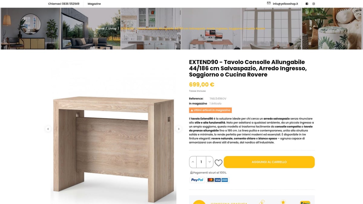 7 Idee Geniali di Tavolo Salvaspazio per la Casa 2026 - EXTEND90 - Tavolo Consolle Allungabile Rovere (Yellowshop)
