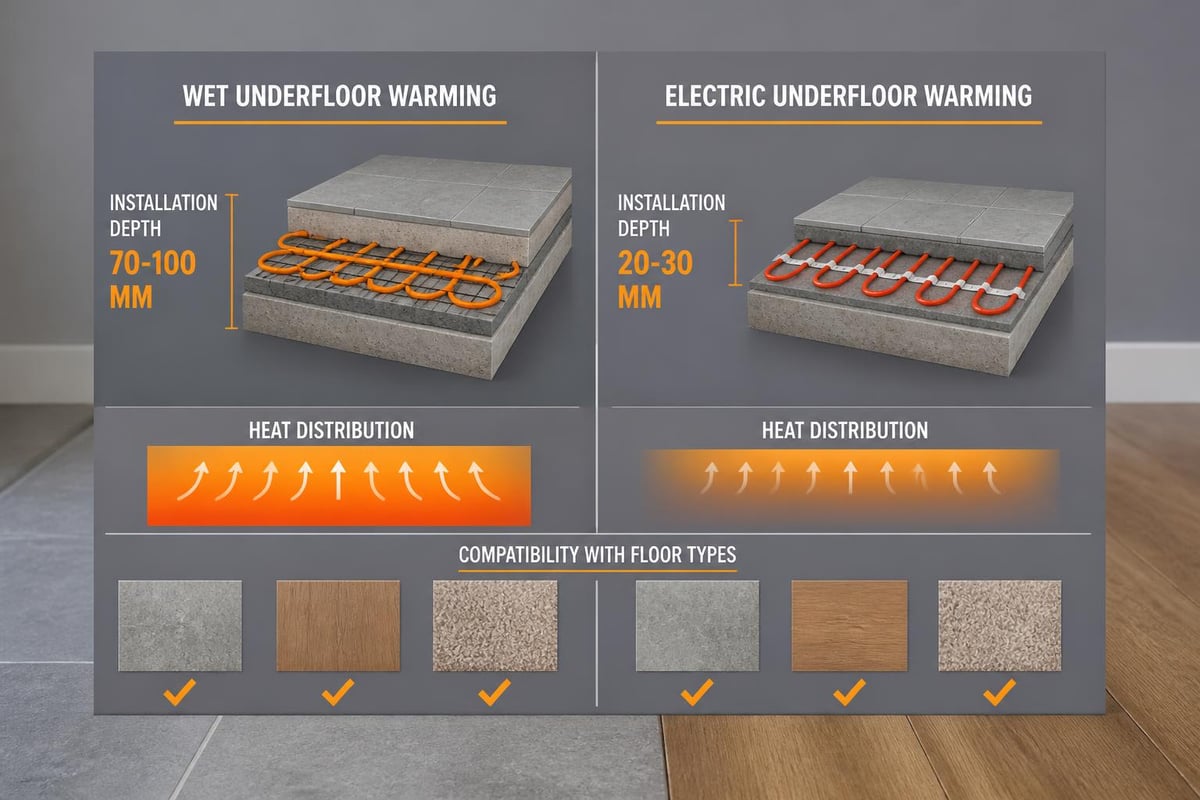 Wet versus electric underfloor warming systems comparison