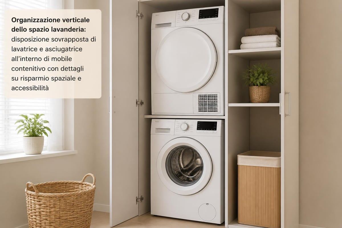Configurazione verticale di lavatrice e asciugatrice