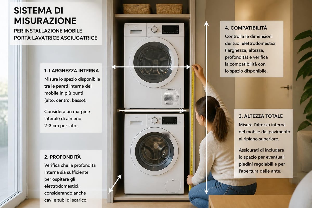 Misurazione spazi per mobile lavanderia