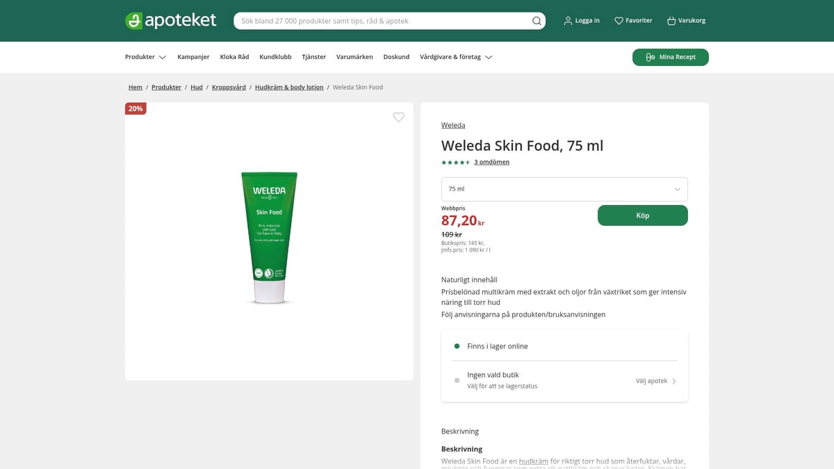 7 parasta voidetta kuivalle iholle 2026 – parhaat vinkit silkkisen pehmeälle iholle - Weleda Skin Food, 75 ml – luonnollinen yleisvoide kasviuutteilla