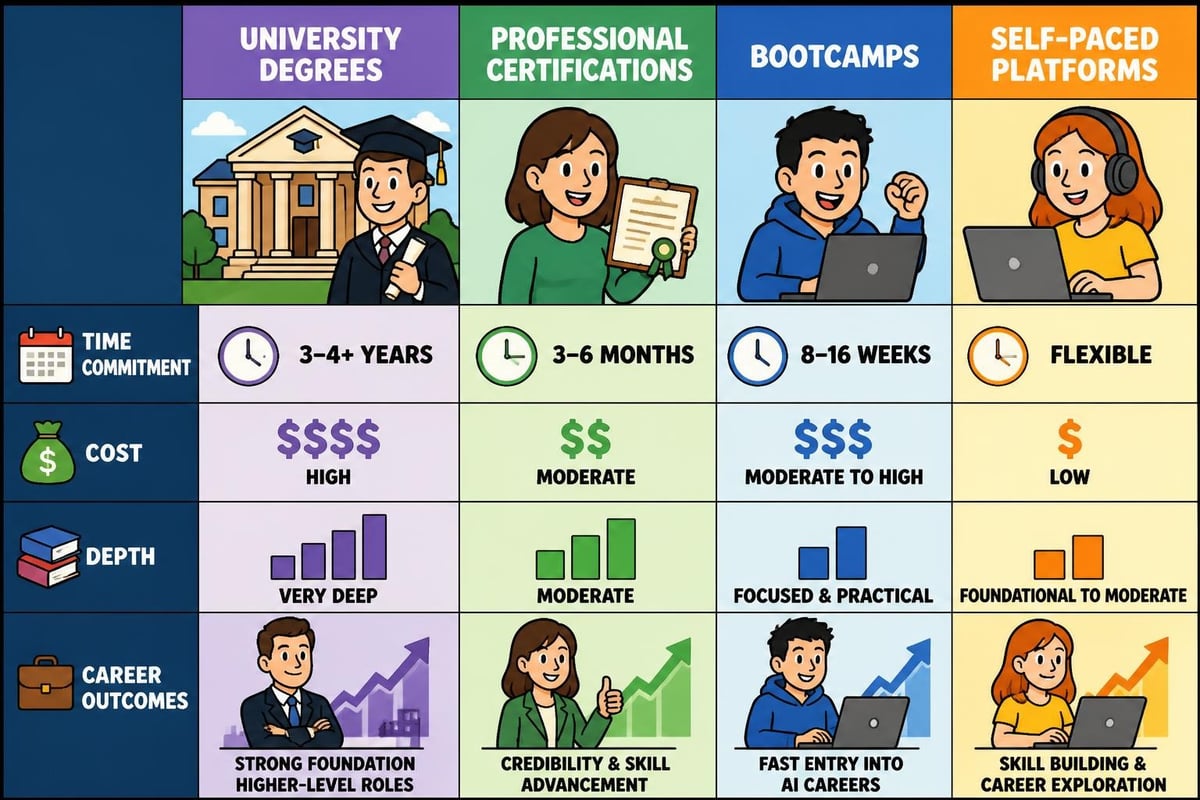 AI course types comparison
