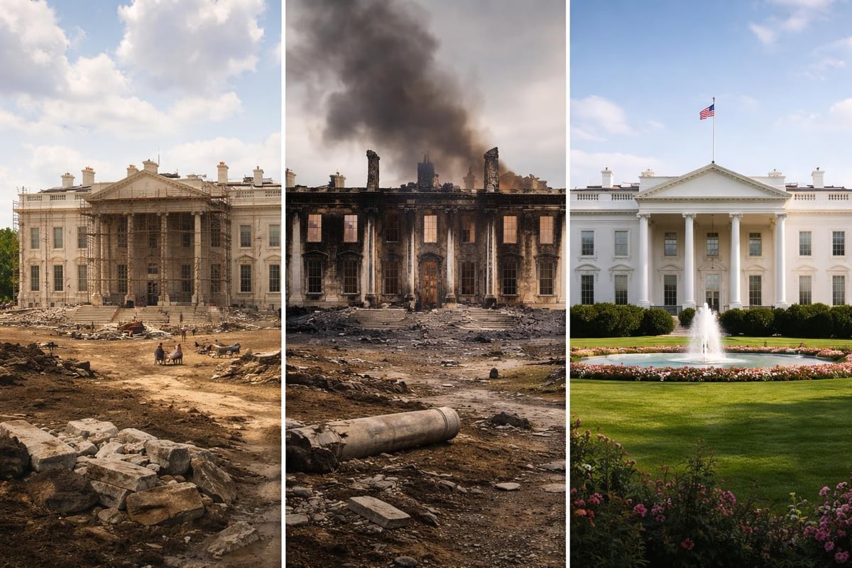 The transformation of the president house of usa from 1792 construction through the 1814 fire and 1817 reconstruction