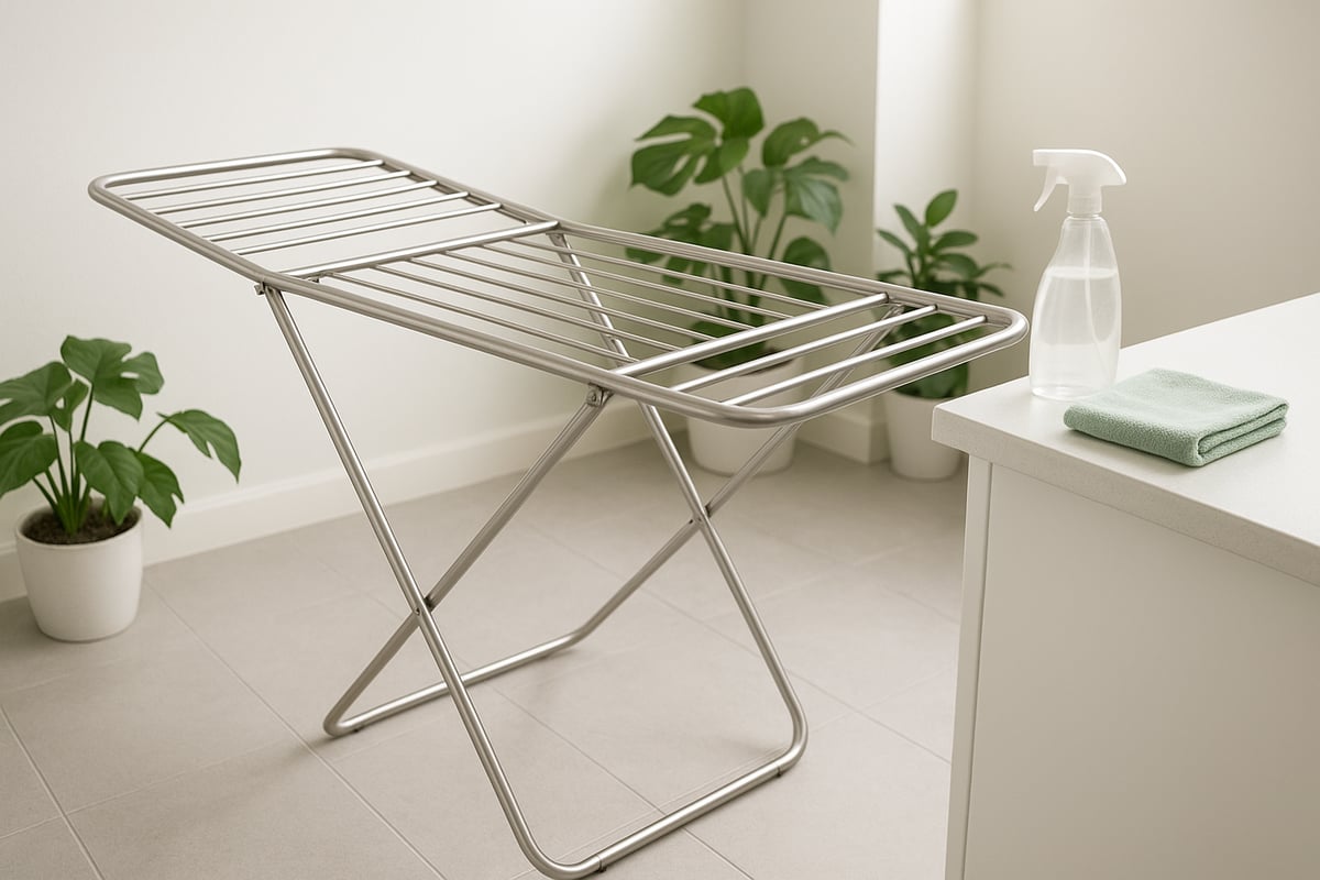 Vedligeholdelse og reng&oslash;ring af t&oslash;rrestativ i rustfrit st&aring;l