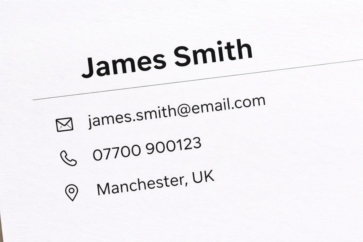 UK CV contact details section