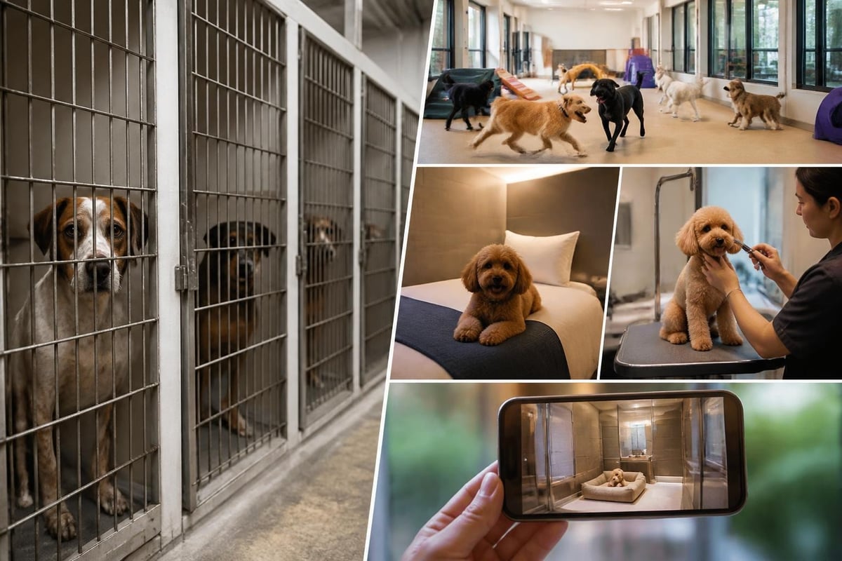 Dog boarding facility features