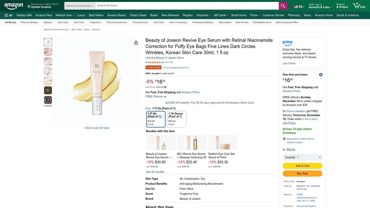 12 Best Inexpensive Korean Skincare Finds for 2026 - Beauty of Joseon Revive Eye Serum – $16.50