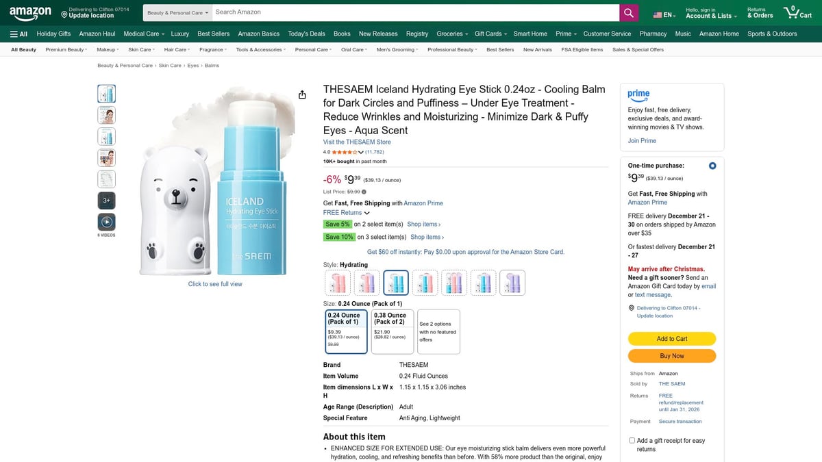 12 Best Inexpensive Korean Skincare Finds for 2026 - The Saem Iceland Hydrating Eye Stick – $9.99