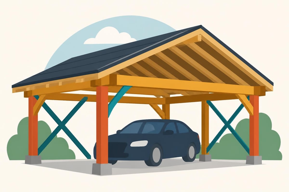 Timber frame carport structural components