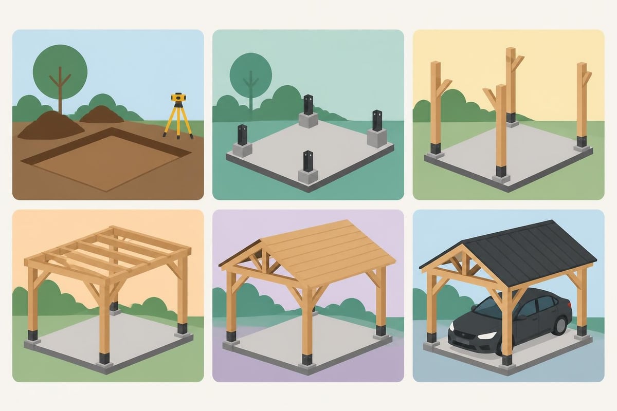 Timber frame carport assembly process