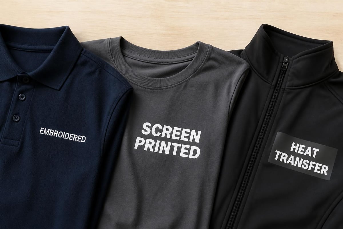 Workwear branding methods comparison