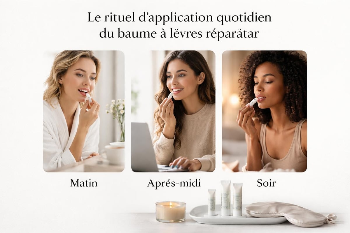Application du baume à lèvres
