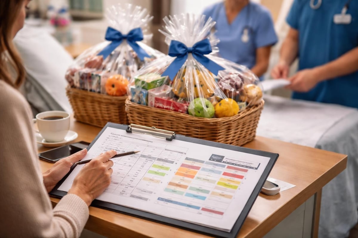 Hospital gift basket delivery coordination