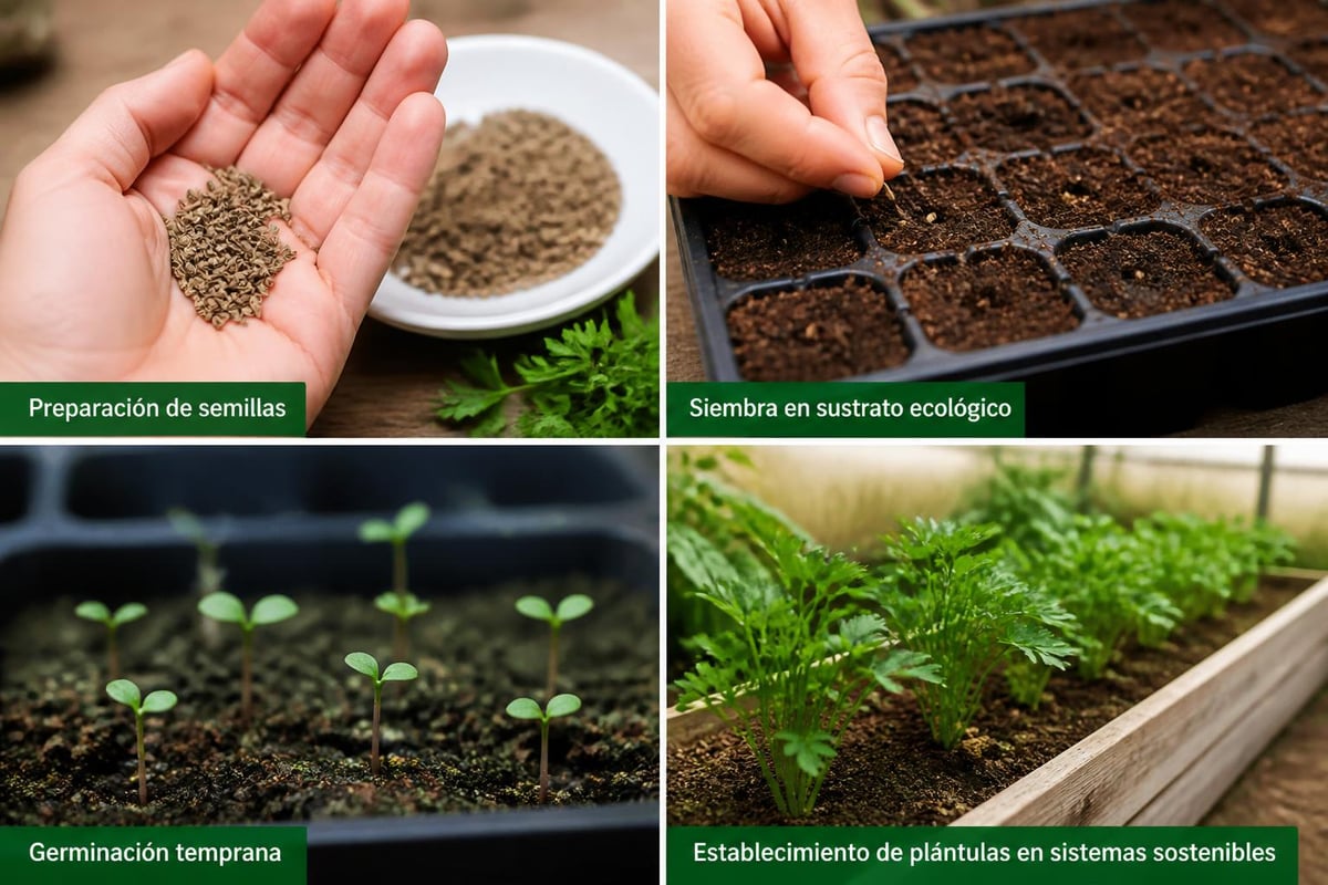 Proceso de siembra de perejil
