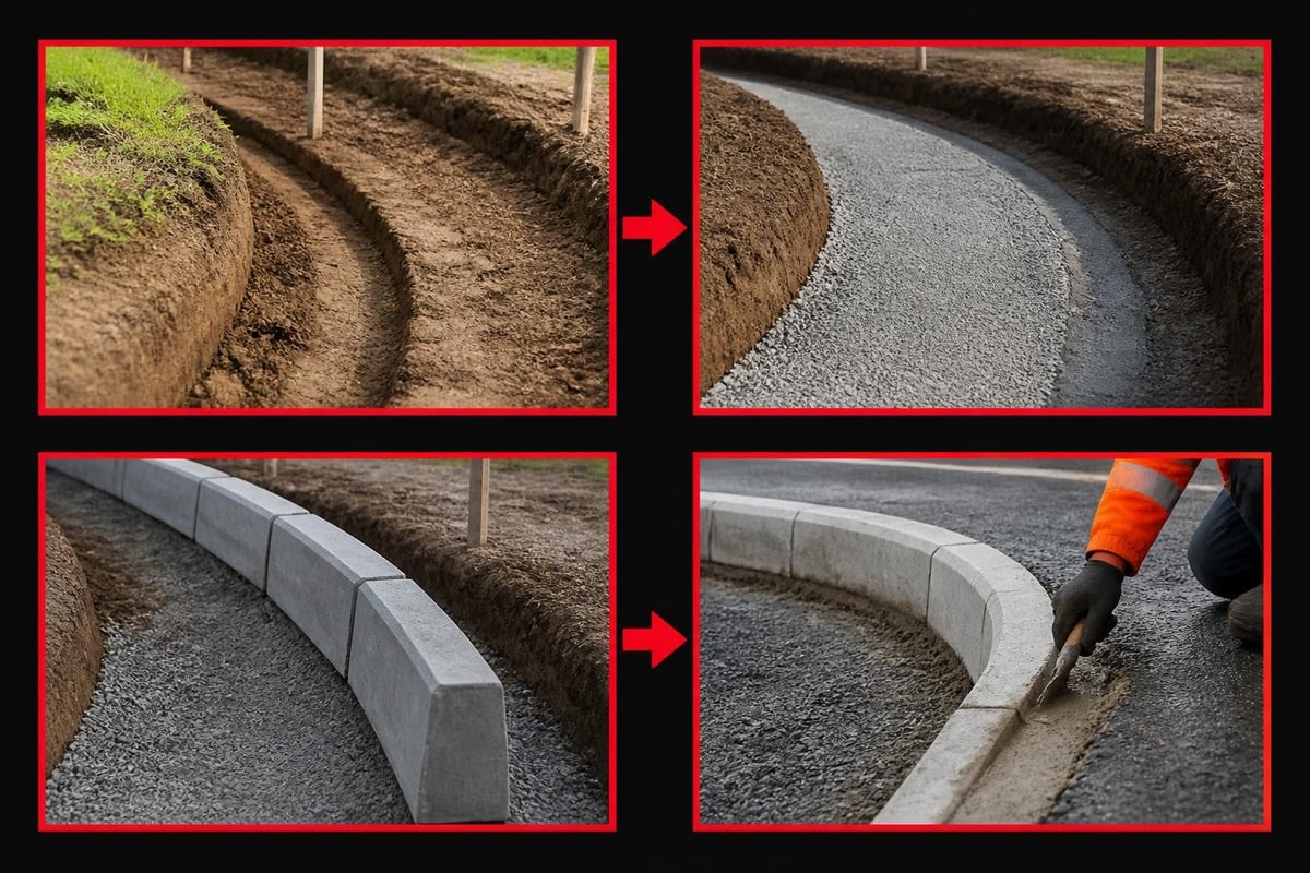 Curved kerbing installation process