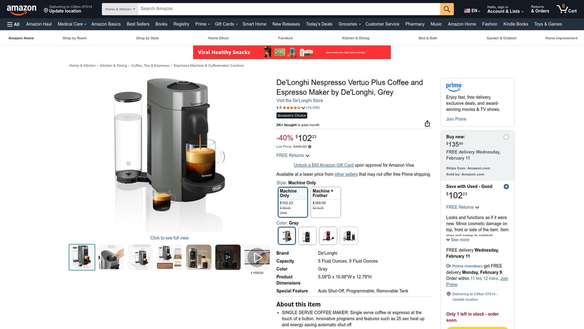 7 Top Single Serve Coffee Picks for Effortless Brewing 2026 - Nespresso Vertuo Plus Coffee and Espresso Maker by De'Longhi