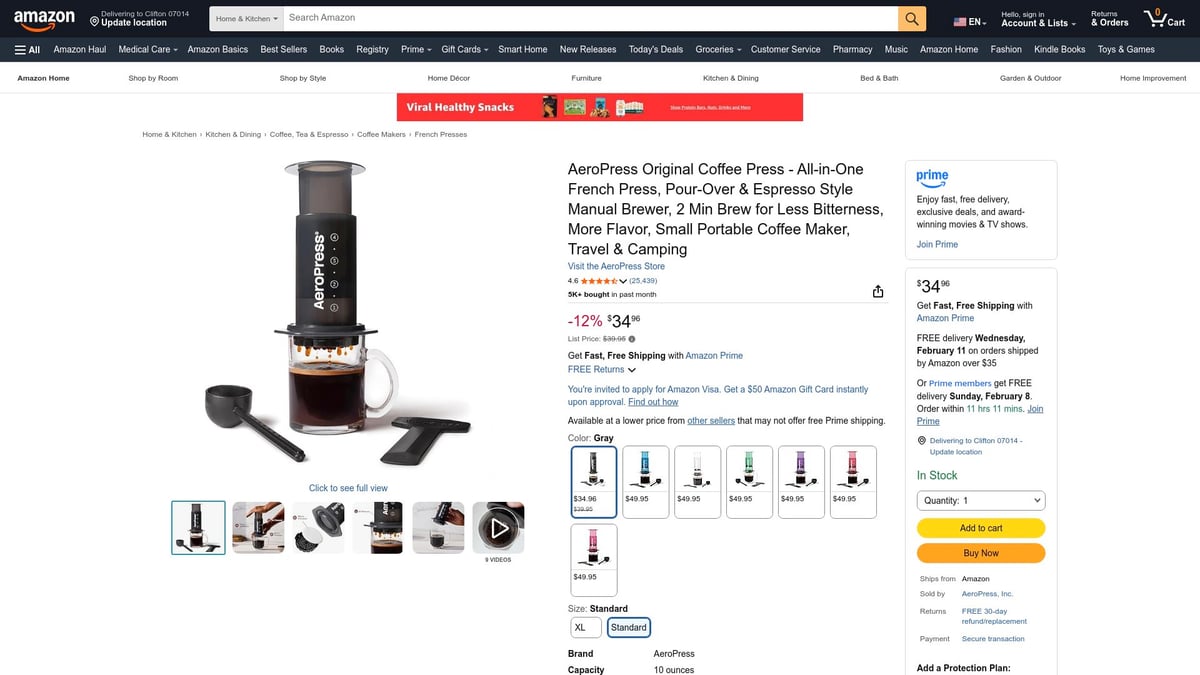 7 Top Single Serve Coffee Picks for Effortless Brewing 2026 - AeroPress Original Coffee Maker