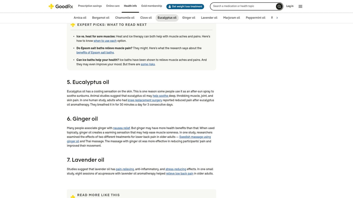 7 Best Relief Pain Oil Picks for Fast Comfort in 2026 - Eucalyptus Oil for Deep Muscle Pain