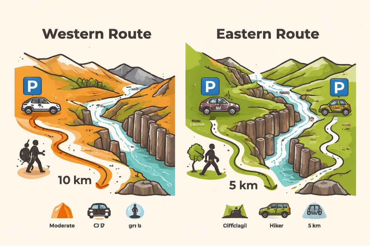 Stuðlagil Canyon hiking routes