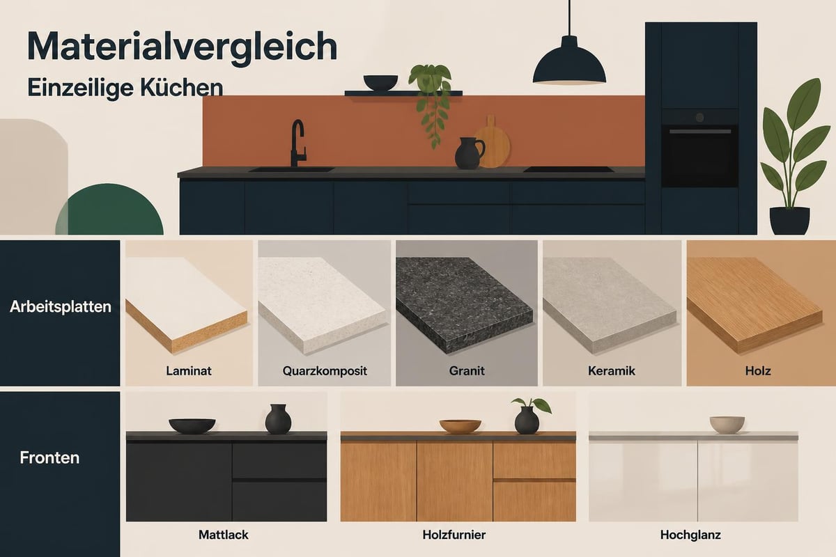 Materialvielfalt Küchenzeile