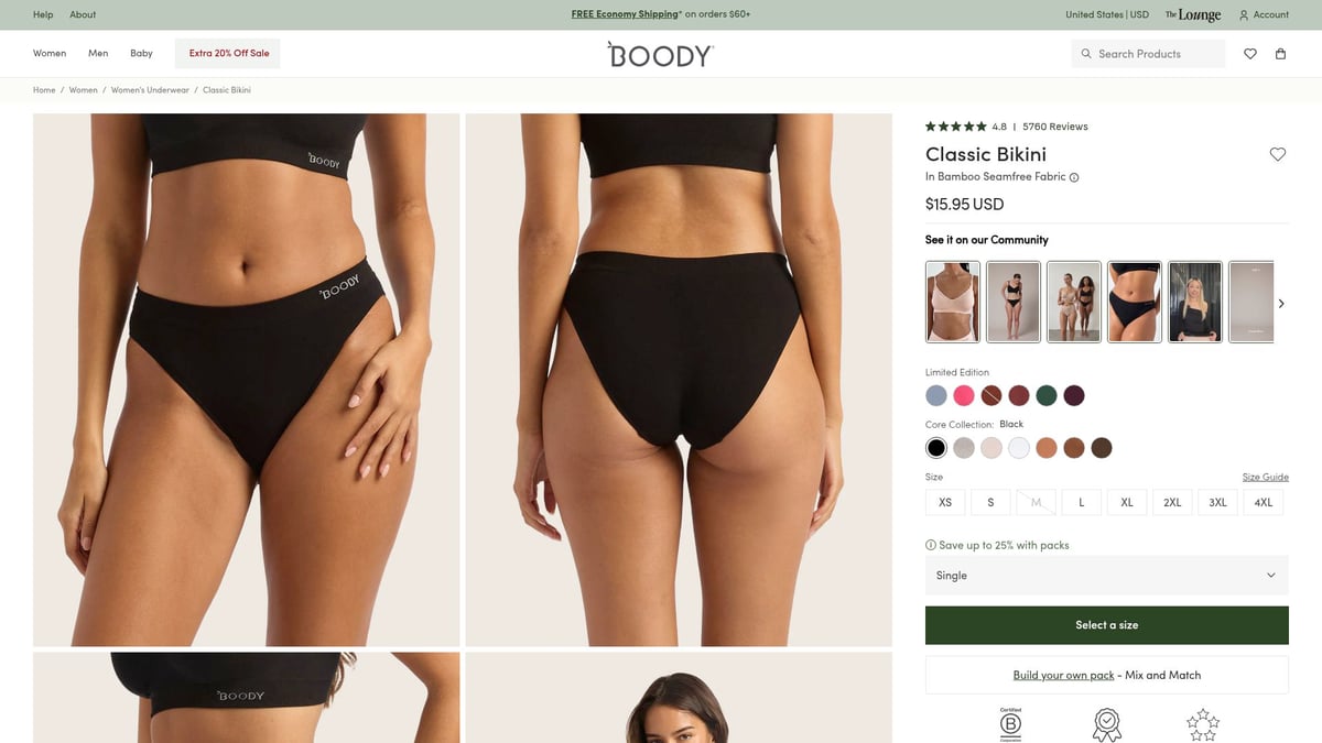 8 Breathable Underwear Women Will Love for Comfort in 2026 - Boody Body EcoWear Women’s Classic Bikini