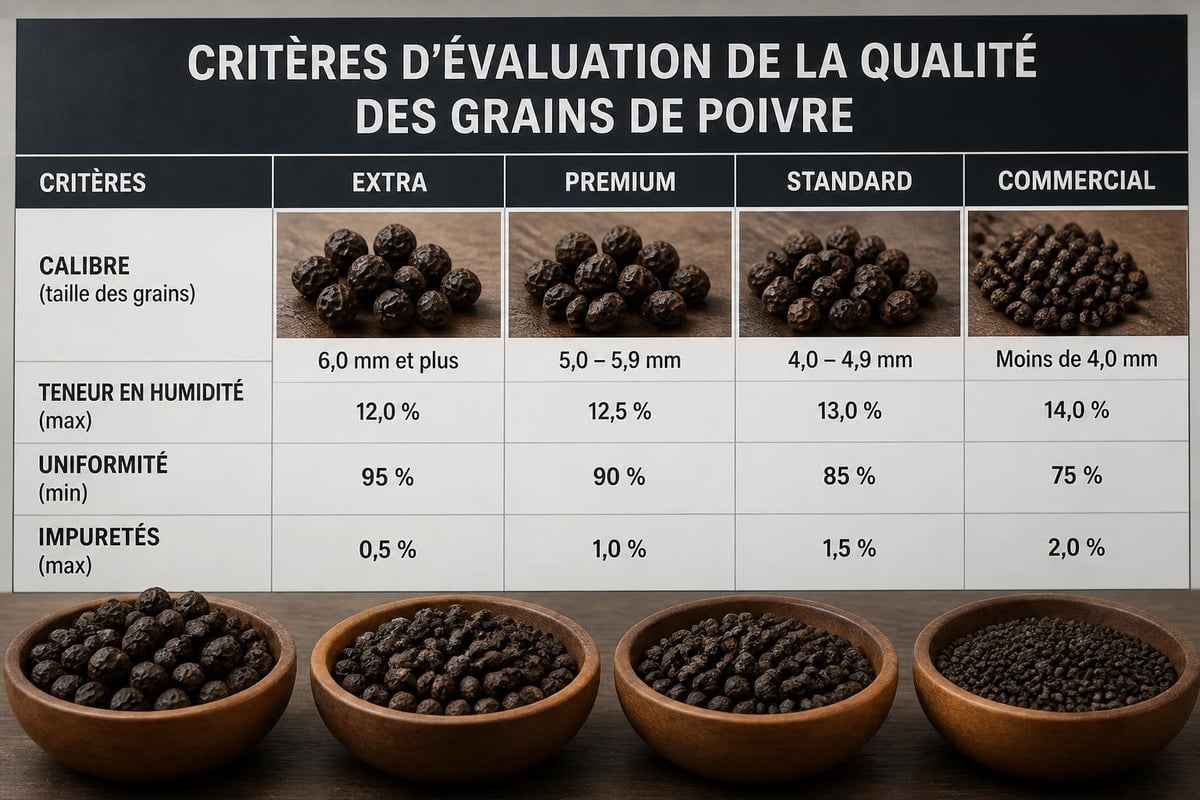 Grading standards for peppercorns