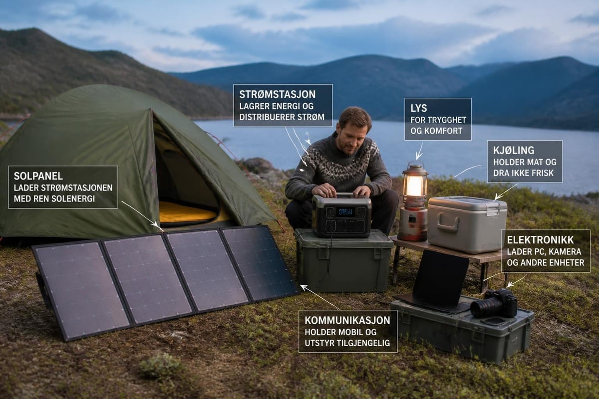 Solcellepanel camping bruk