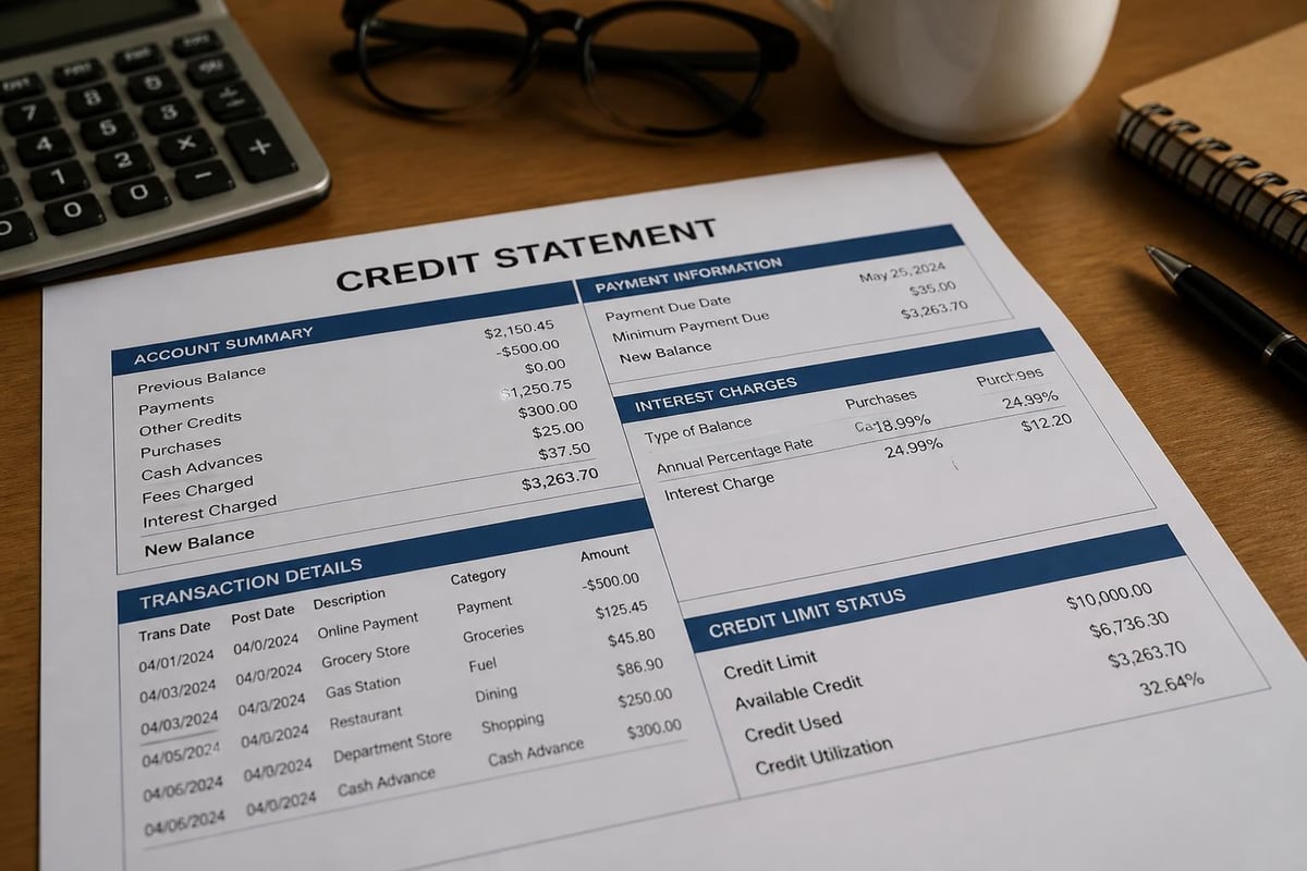 Bank credit statement components
