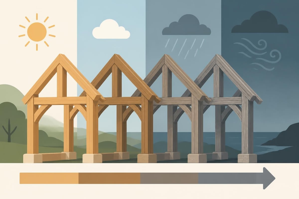 Oak frame aging process