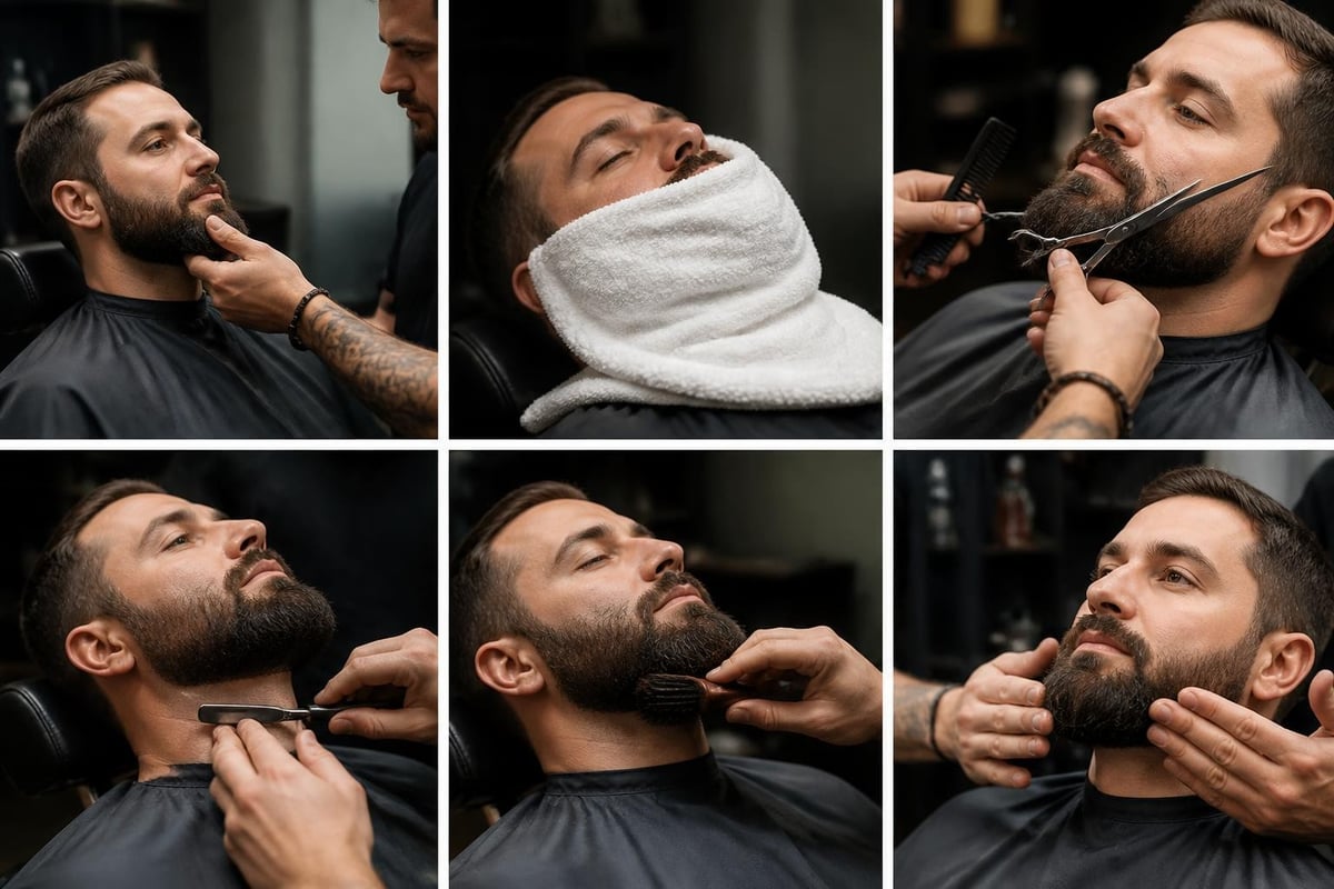 Professional beard grooming service steps
