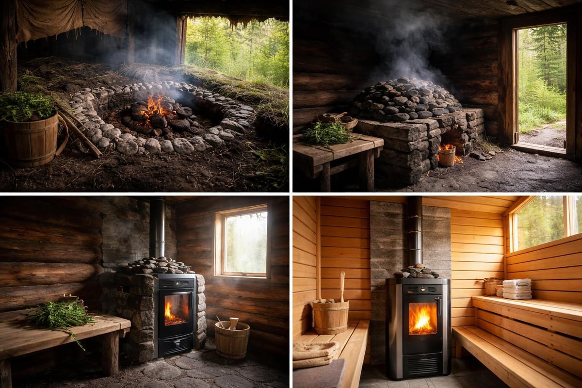 Evolution of traditional sauna from ancient smoke saunas to modern wood-fired designs
