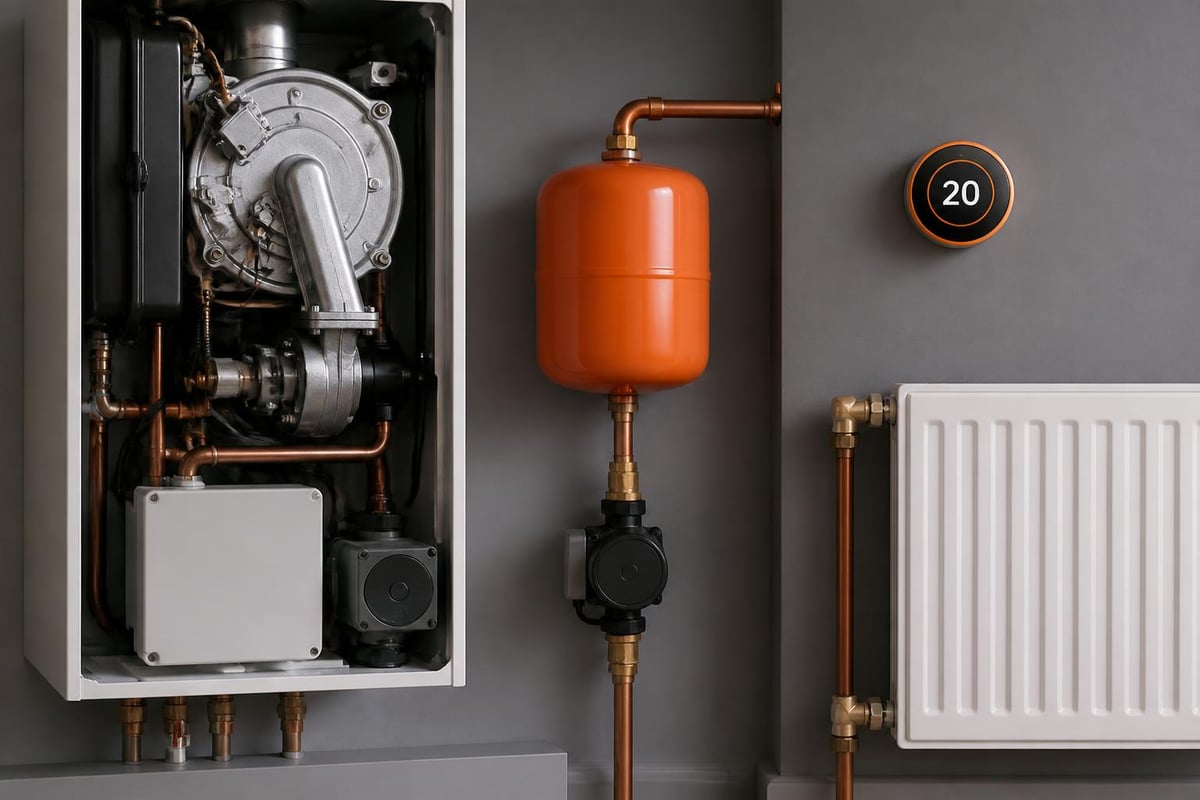 Heating boiler system components