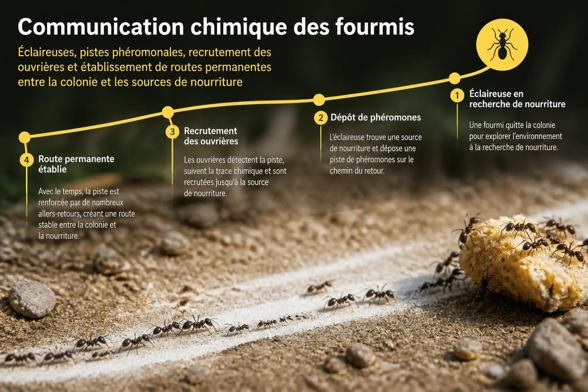 Schéma du comportement colonial des fourmis
