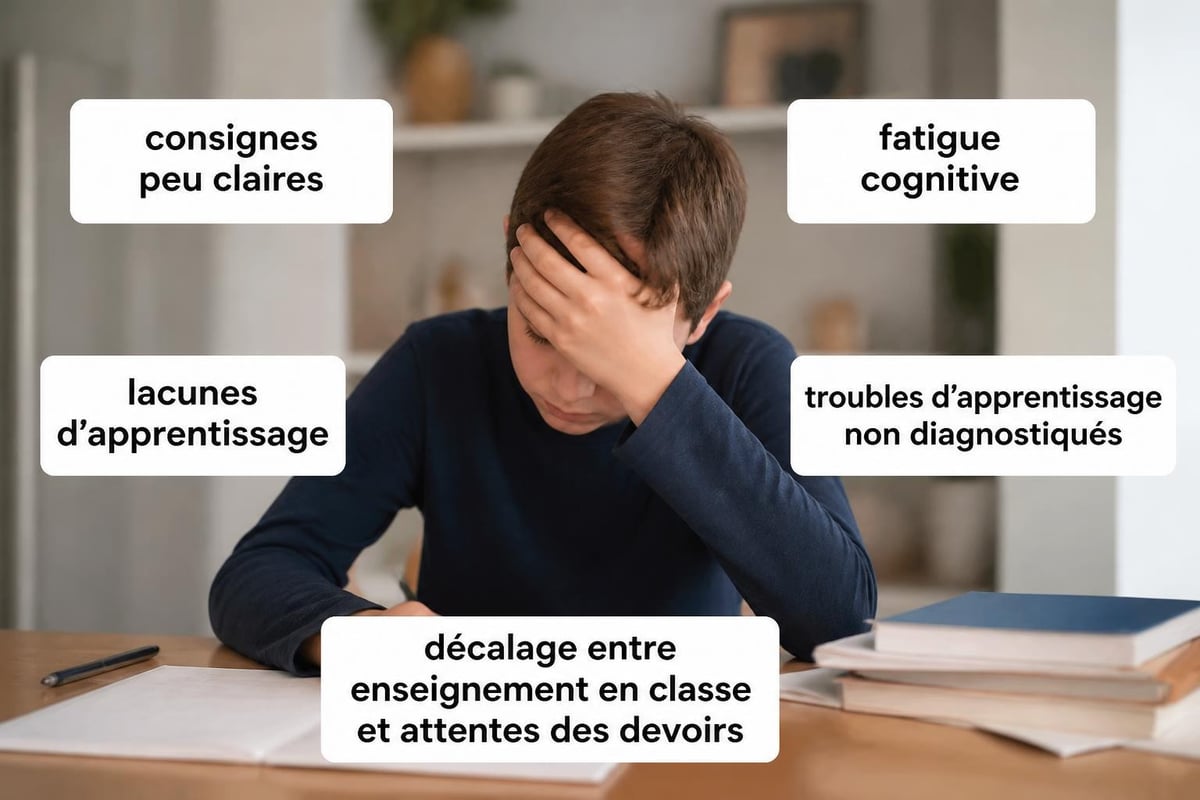 Sources de difficulté de compréhension des devoirs