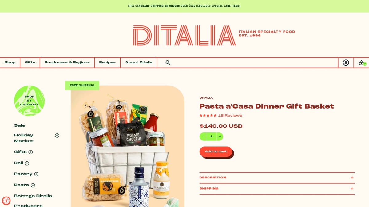 7 Best Italian Gift Box Ideas for 2025 - Pasta a'Casa Dinner Gift Basket | Ditalia