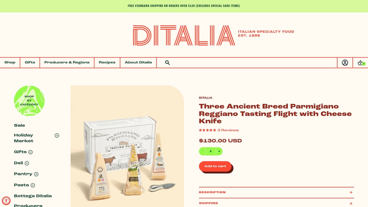 7 Best Italian Gift Box Ideas for 2025 - Three Ancient Breed Parmigiano Reggiano Tasting Flight with Cheese Knife | Ditalia
