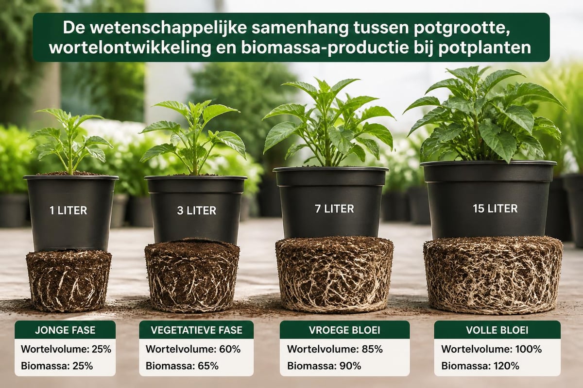 Relatie tussen potmaat en plantengroei