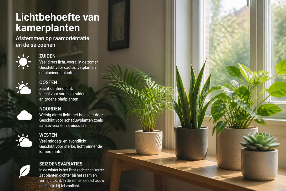 Lichtbehoeften verschillende pot planten