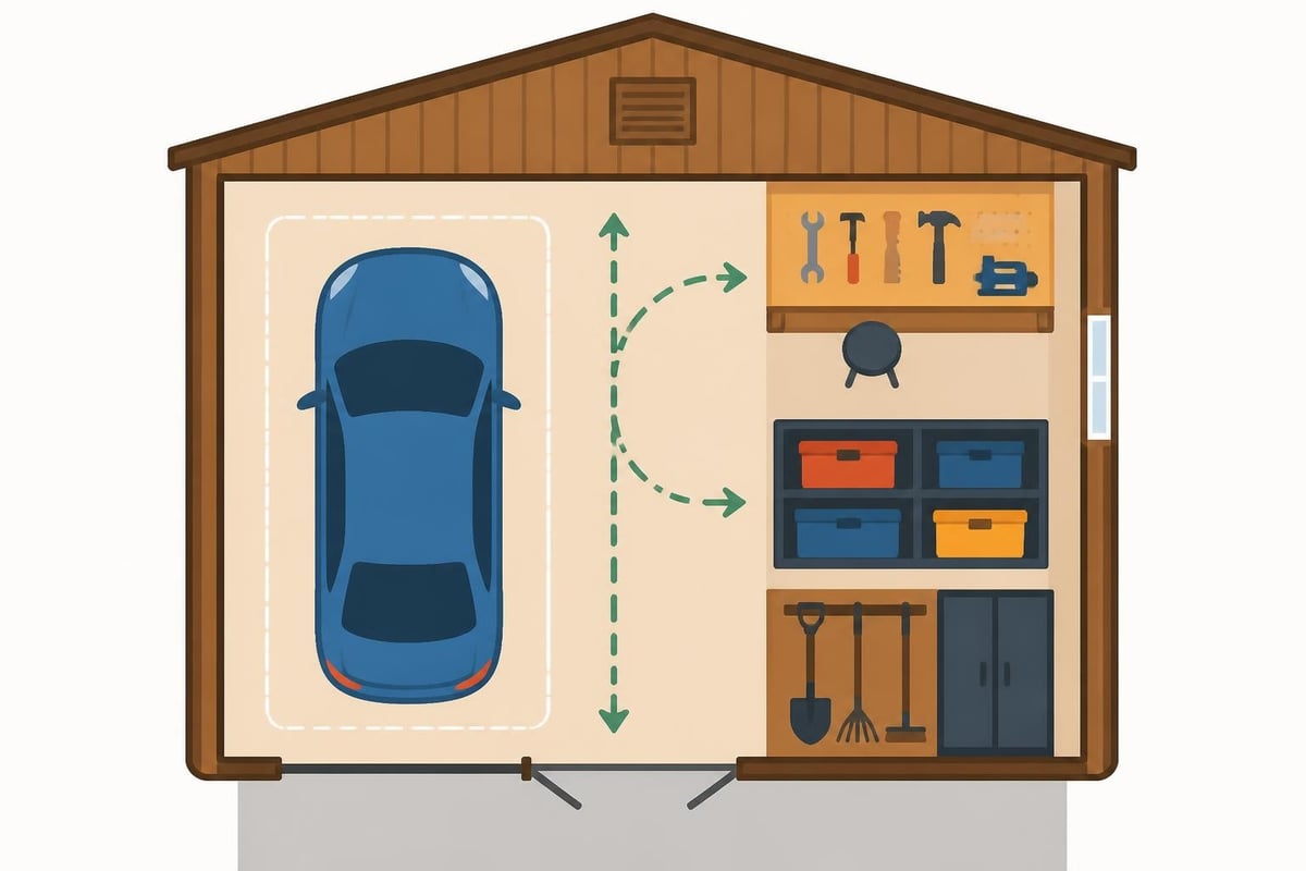Wooden garage shed layout planning