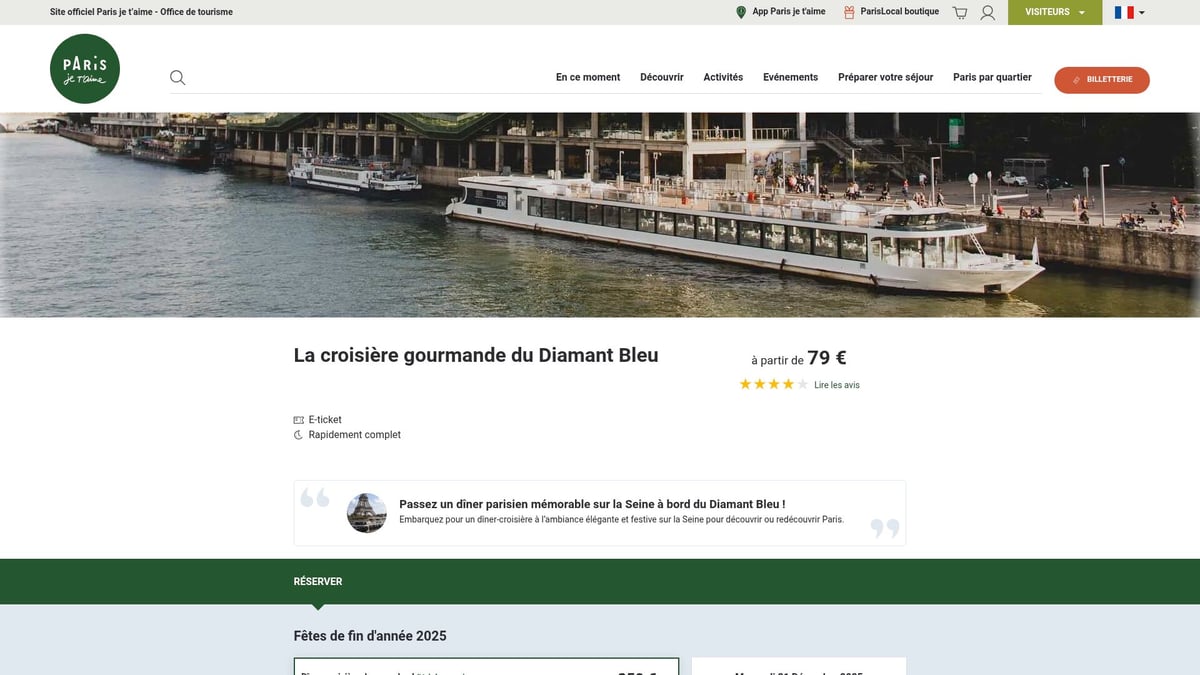 8 Idées Incontournables d’Activités Paris à Tester en 2026 - Dîner-Croisière Gourmand sur la Seine