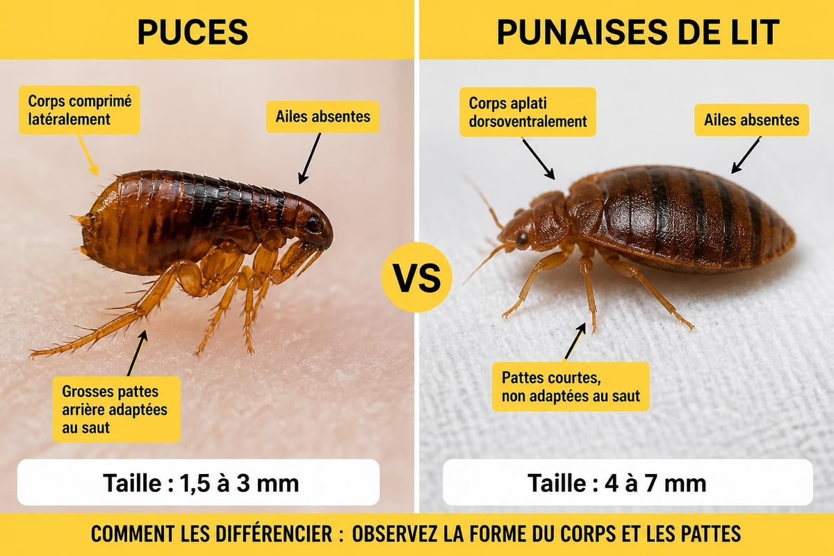 Comparaison physique puces punaises