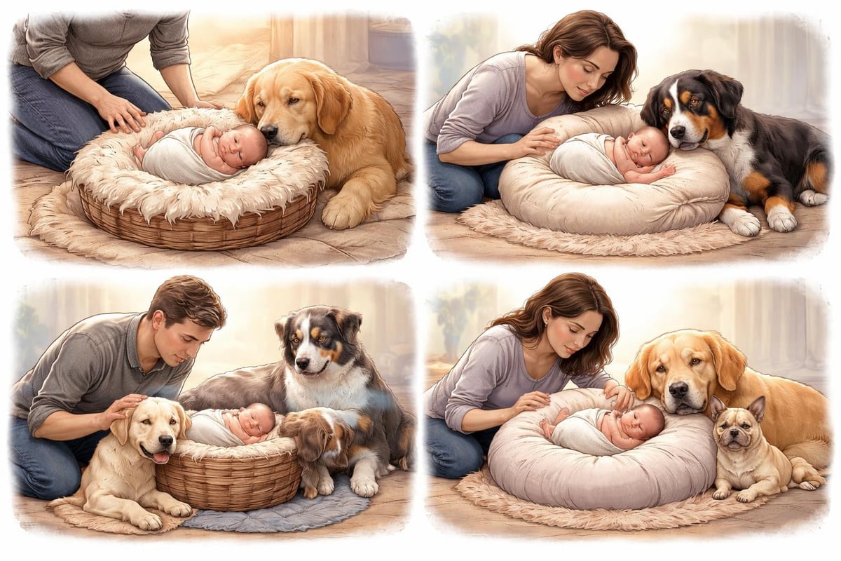 Creative newborn and dog photography setups