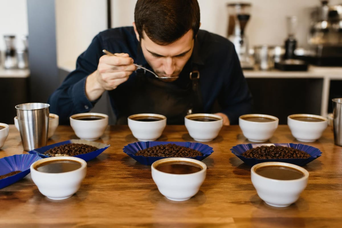 Coffee cupping evaluation process