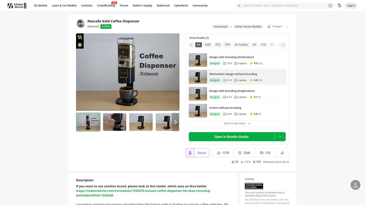 As 12 melhores coisas para imprimir em 3D em 2025 que deve experimentar - Dispensador de café Nescafé Gold